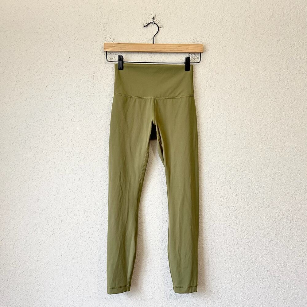 LULULEMON Wunder Under Leggings Olive Green High Rise Yoga Activewear